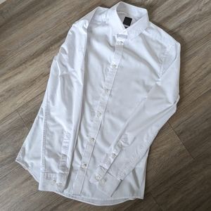 H&M White Long Sleeve Button Up Shirt, size Small, Easy Iron, Slim Fit